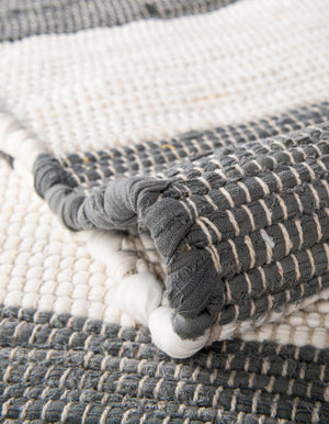 Gray 2' 2 x 3' 7 Chindi Rag Hearth Half-Round Semicircle Area Rug 100% Cotton All Natural Eco-Friendly Carpet Mat Decor for Homes for Sale at Rug Engine