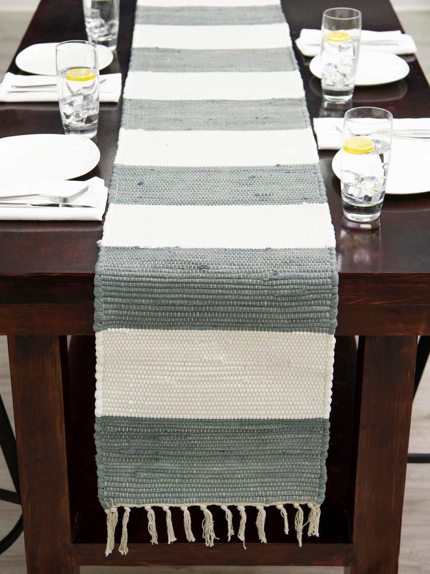 Gray 1' 2 x 5' 1 Chindi Rag Table Runner Area Rug Decorative Dining Room Kitchen All Natural Material Table Cover 100% Cotton All Natural Eco-Friendly Carpet Mat Decor for Homes for Sale at Rug Engine