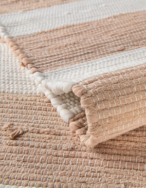 Beige 2' 2 x 3' 7 Chindi Rag Hearth Half-Round Semicircle Area Rug 100% Cotton All Natural Eco-Friendly Carpet Mat Decor for Homes for Sale at Rug Engine