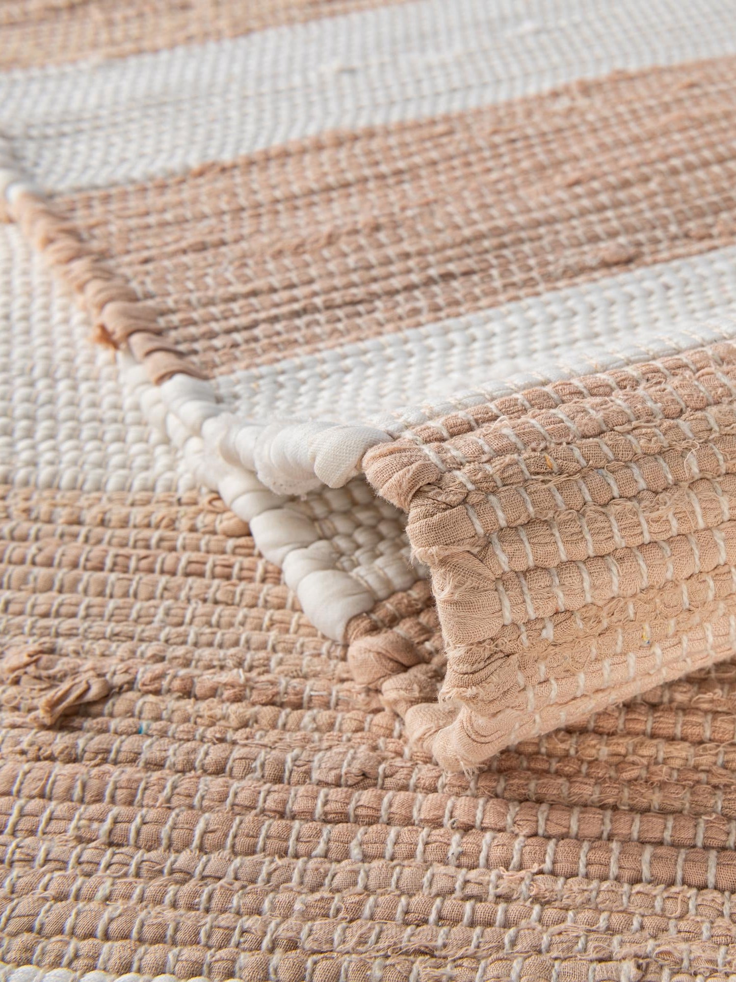 Beige 1' 2 x 5' 1 Chindi Rag Table Runner Area Rug Decorative Dining Room Kitchen All Natural Material Table Cover 100% Cotton All Natural Eco-Friendly Carpet Mat Decor for Homes for Sale at Rug Engine