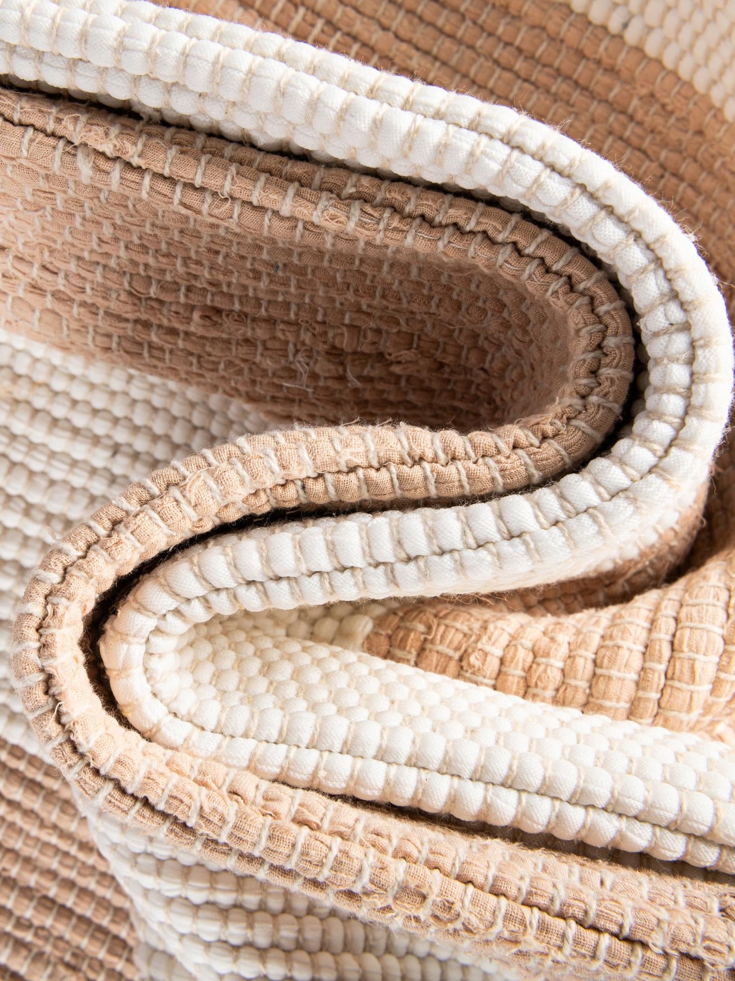 Beige 1' 2 x 5' 1 Chindi Rag Table Runner Area Rug Decorative Dining Room Kitchen All Natural Material Table Cover 100% Cotton All Natural Eco-Friendly Carpet Mat Decor for Homes for Sale at Rug Engine