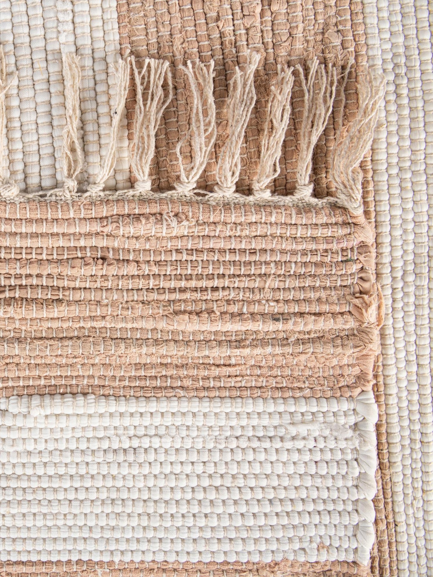 Beige 1' 2 x 5' 1 Chindi Rag Table Runner Area Rug Decorative Dining Room Kitchen All Natural Material Table Cover 100% Cotton All Natural Eco-Friendly Carpet Mat Decor for Homes for Sale at Rug Engine