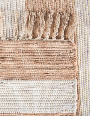Beige 1' 2 x 5' 1 Chindi Rag Table Runner
