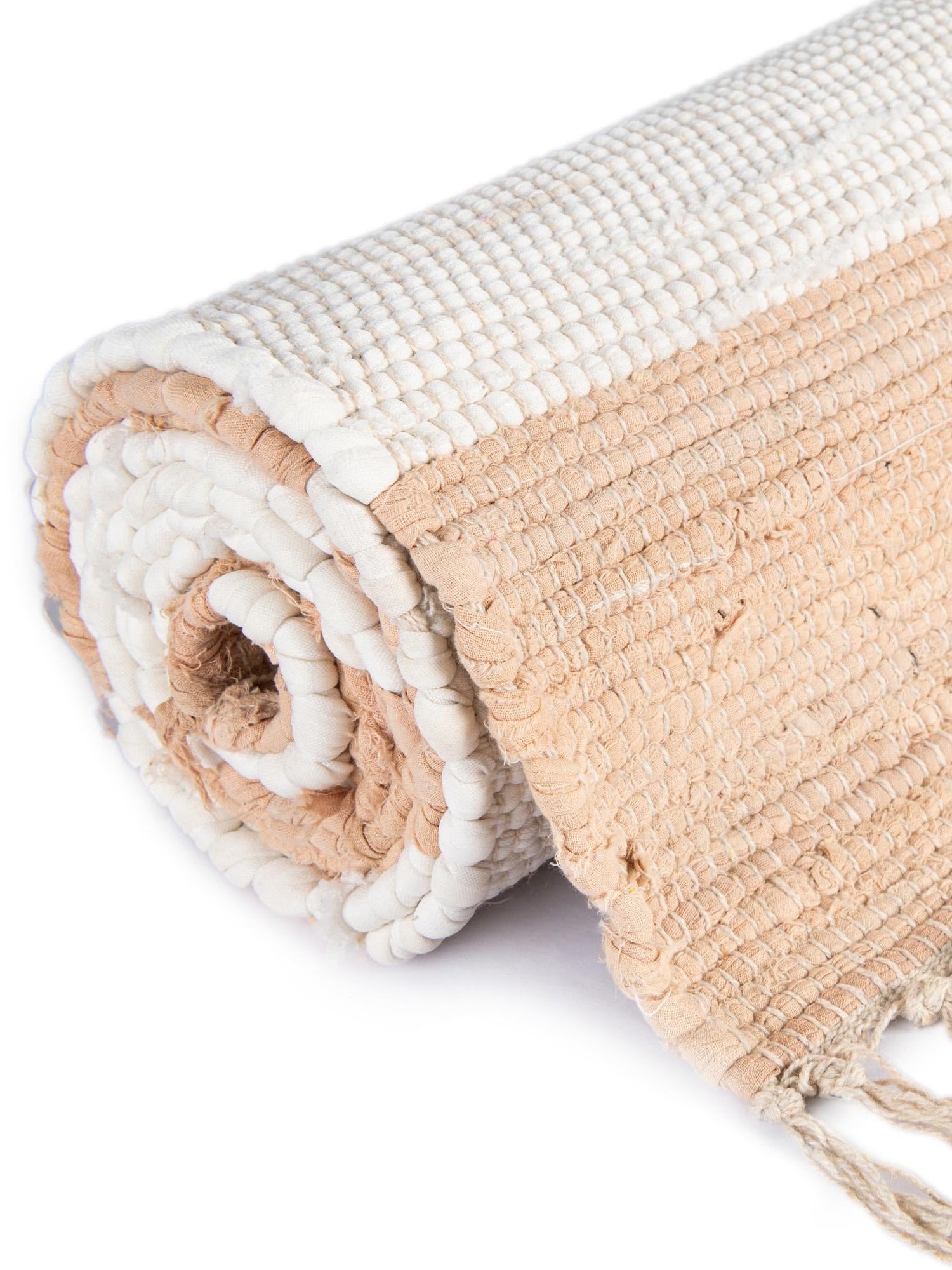 Beige 1' 2 x 5' 1 Chindi Rag Table Runner Area Rug Decorative Dining Room Kitchen All Natural Material Table Cover 100% Cotton All Natural Eco-Friendly Carpet Mat Decor for Homes for Sale at Rug Engine