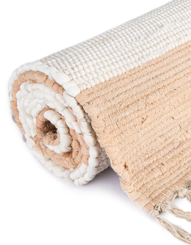 Beige 1' 2 x 5' 1 Chindi Rag Table Runner
