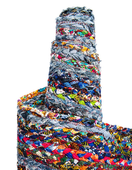 Blue and Multicolor 1' 2 x 5' 1 Braided Chindi Table Runner Area Rug Decorative Dining Room Kitchen All Natural Material Table Cover 100% Cotton Hand Braided Natural Eco-Friendly Boho Style Modern Carpet for Living Rooms Dining Office Dorm for Sale at Rug Engine