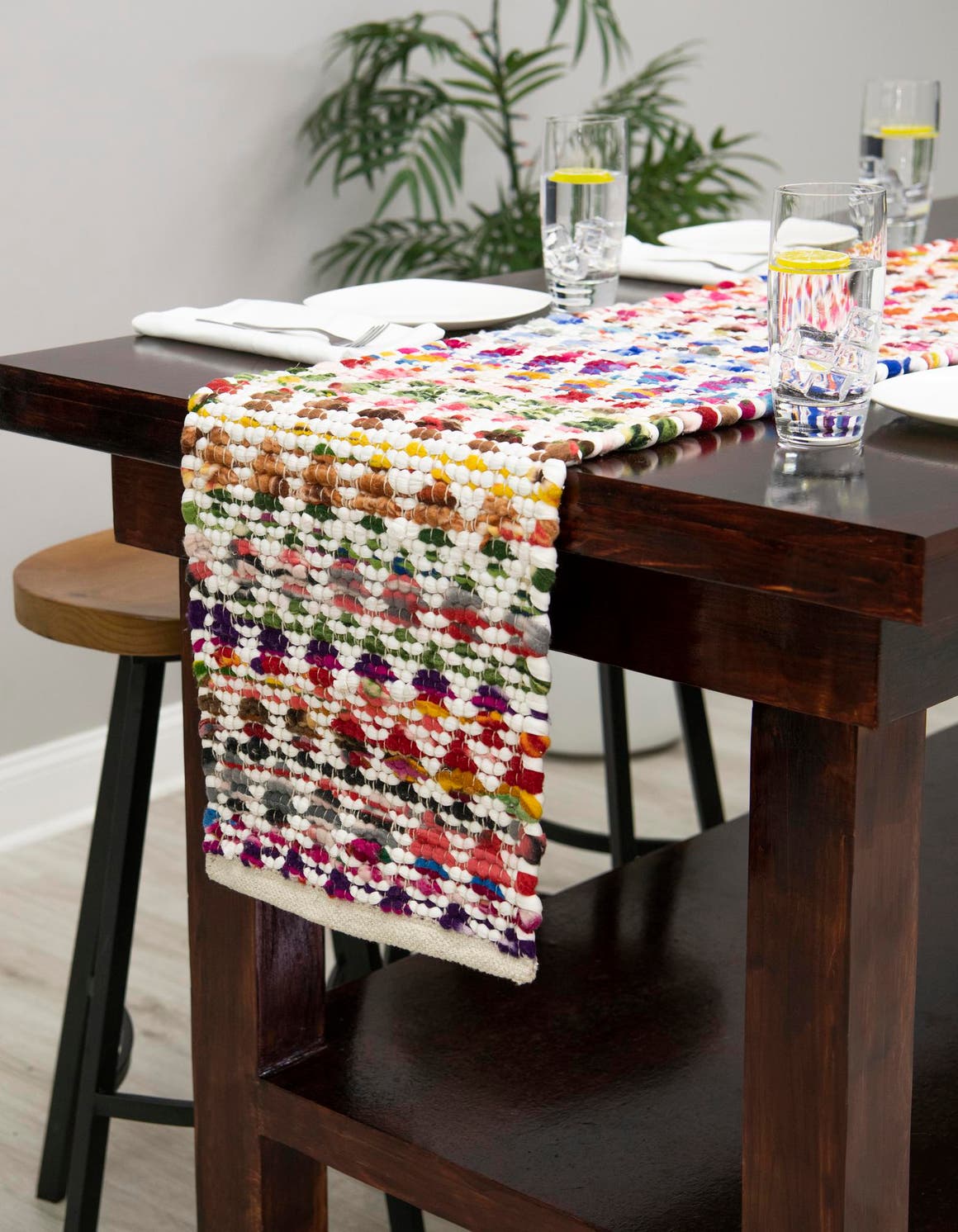 Multicolor 1' 2 x 10' Braided Chindi Table Runner Area Rug Decorative Dining Room Kitchen All Natural Material Table Cover 100% Cotton Hand Braided Natural Eco-Friendly Boho Style Modern Carpet for Living Rooms Dining Office Dorm for Sale at Rug Engine