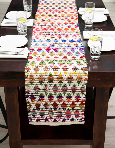 Multicolor 1' 2 x 4' 1 Braided Chindi Table Runner Area Rug Decorative Dining Room Kitchen All Natural Material Table Cover 100% Cotton Hand Braided Natural Eco-Friendly Boho Style Modern Carpet for Living Rooms Dining Office Dorm for Sale at Rug Engine
