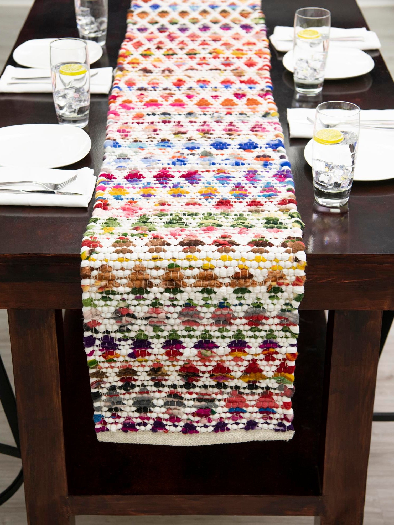 Multicolor 1' 2 x 6' 1 Braided Chindi Table Runner Area Rug Decorative Dining Room Kitchen All Natural Material Table Cover 100% Cotton Hand Braided Natural Eco-Friendly Boho Style Modern Carpet for Living Rooms Dining Office Dorm for Sale at Rug Engine