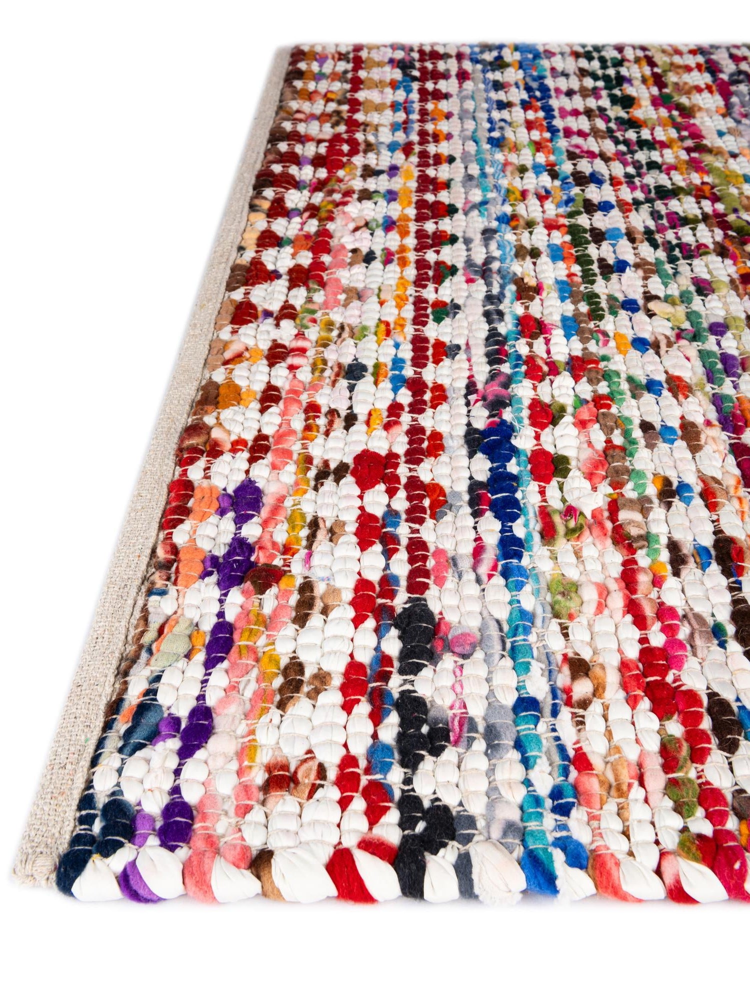 Multicolor 1' 2 x 4' 1 Braided Chindi Table Runner Area Rug Decorative Dining Room Kitchen All Natural Material Table Cover 100% Cotton Hand Braided Natural Eco-Friendly Boho Style Modern Carpet for Living Rooms Dining Office Dorm for Sale at Rug Engine