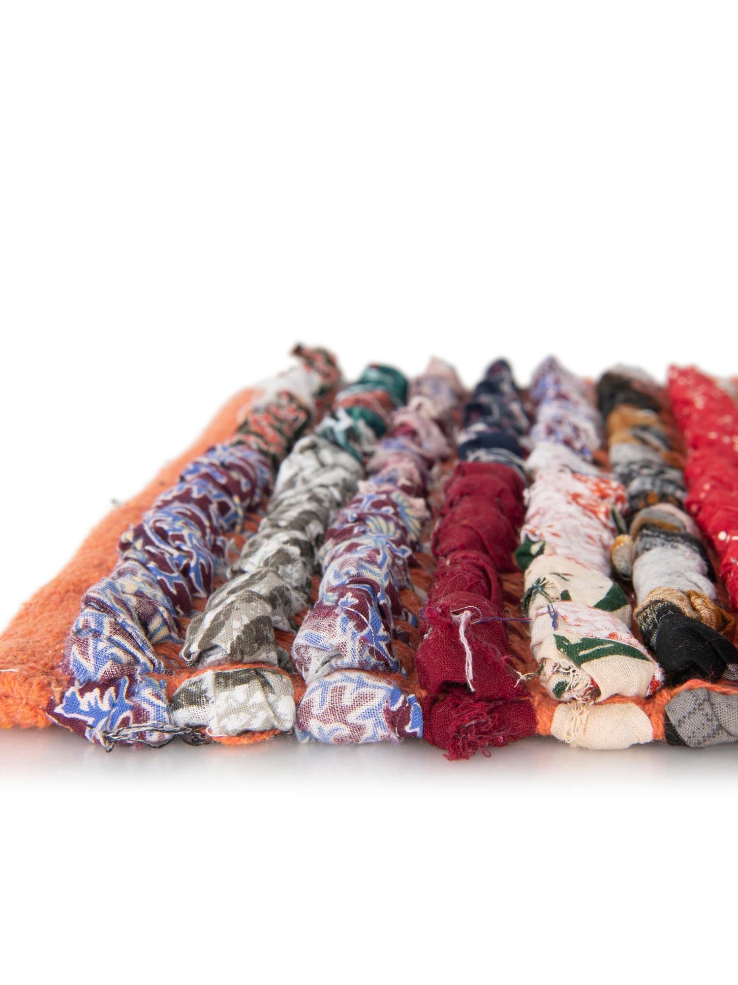 Multicolor 1' 2 x 8' Braided Chindi Table Runner Area Rug Decorative Dining Room Kitchen All Natural Material Table Cover 100% Cotton Hand Braided Natural Eco-Friendly Boho Style Modern Carpet for Living Rooms Dining Office Dorm for Sale at Rug Engine