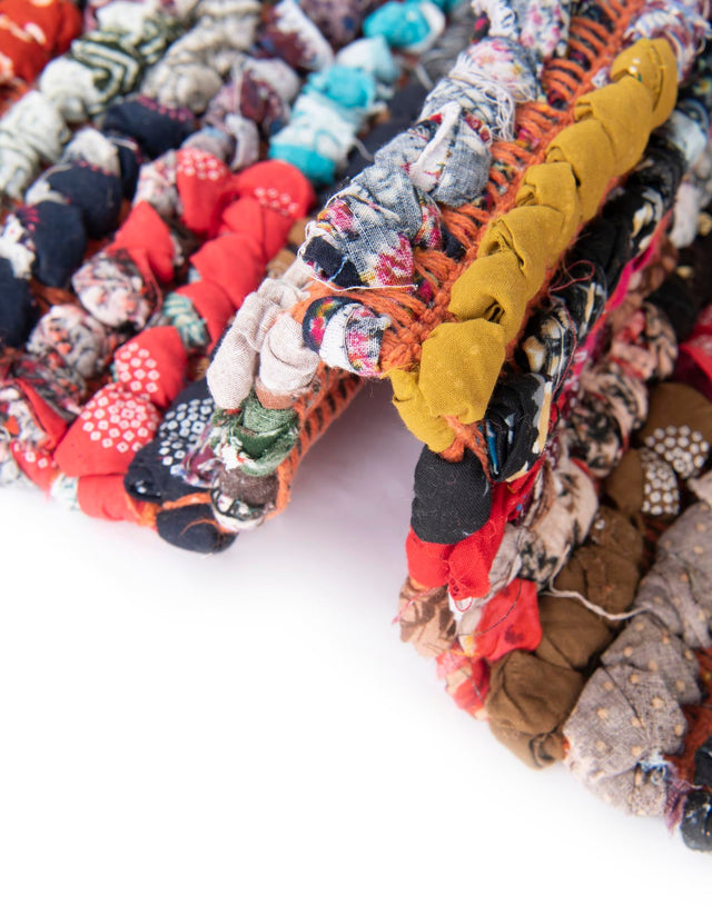 Multicolor 1' 2 x 5' 1 Braided Chindi Table Runner