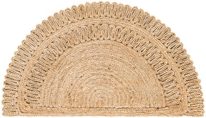 Natural 2' 2 x 4' Braided Jute Semicircle Hearth Rug