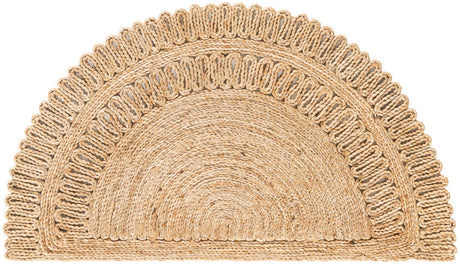 Natural 2' 2 x 4' Braided Jute Semicircle Hearth Rug