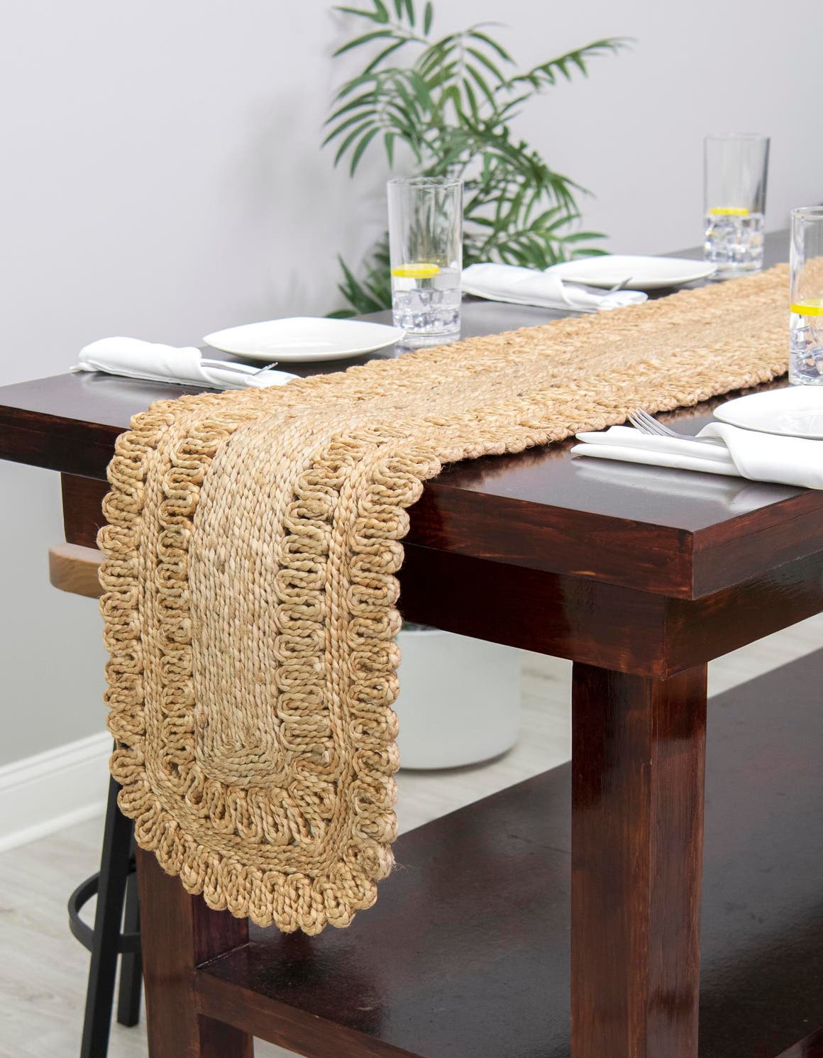 Natural 1' 2 x 8' Braided Jute Table Runner Area Rug Decorative Dining Room Kitchen All Natural Material Table Cover 100% Jute Hand Braided Natural Eco-Friendly Boho Style Carpet for Living Rooms Dining Office Space Dorms for Sale at Rug Engine