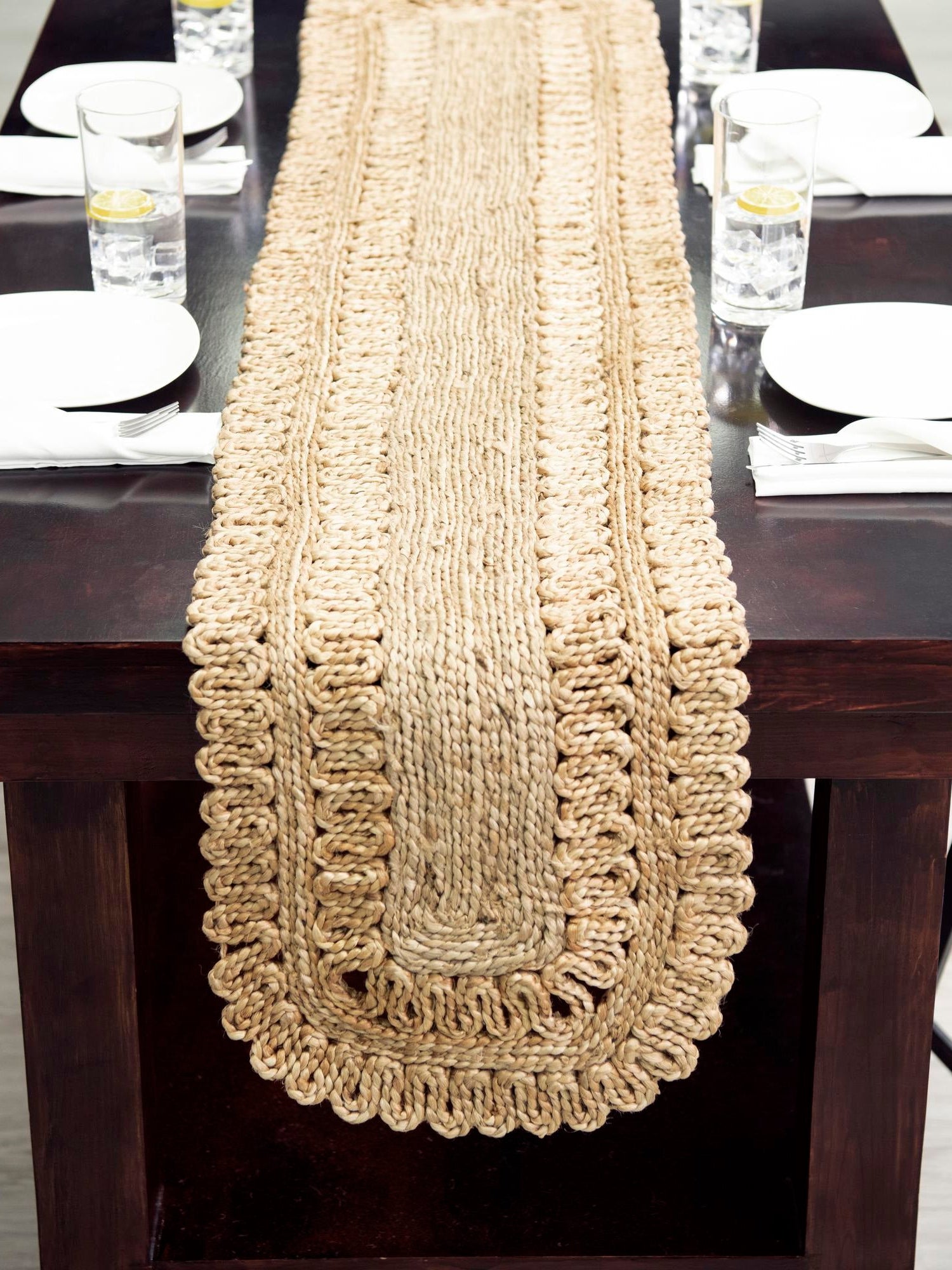 Natural 1' 2 x 8' Braided Jute Table Runner Area Rug Decorative Dining Room Kitchen All Natural Material Table Cover 100% Jute Hand Braided Natural Eco-Friendly Boho Style Carpet for Living Rooms Dining Office Space Dorms for Sale at Rug Engine
