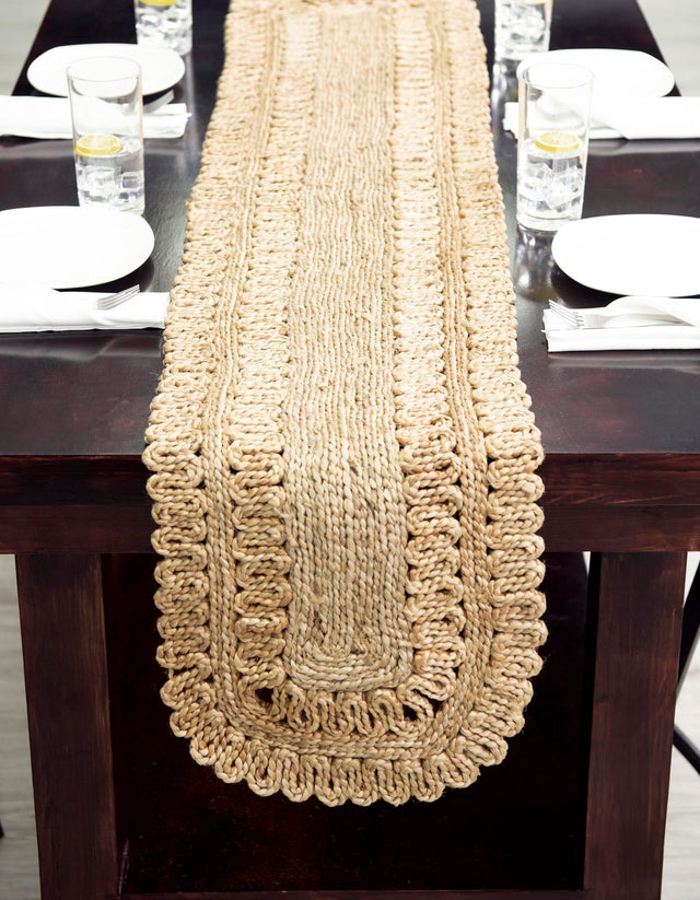 Natural 1' 2 x 6' 1 Braided Jute Table Runner