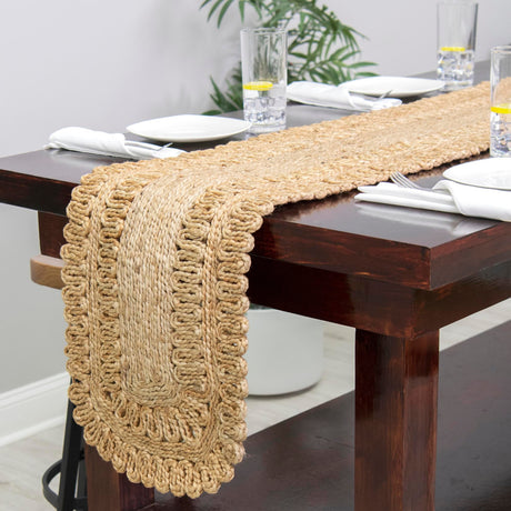 Natural 1' 2 x 6' 1 Braided Jute Table Runner Area Rug Decorative Dining Room Kitchen All Natural Material Table Cover 100% Jute Hand Braided Natural Eco-Friendly Boho Style Carpet for Living Rooms Dining Office Space Dorms for Sale at Rug Engine