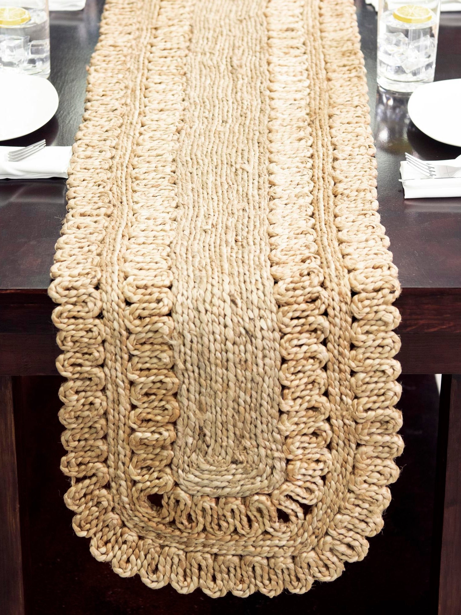 Natural 1' 2 x 6' 1 Braided Jute Table Runner Area Rug Decorative Dining Room Kitchen All Natural Material Table Cover 100% Jute Hand Braided Natural Eco-Friendly Boho Style Carpet for Living Rooms Dining Office Space Dorms for Sale at Rug Engine