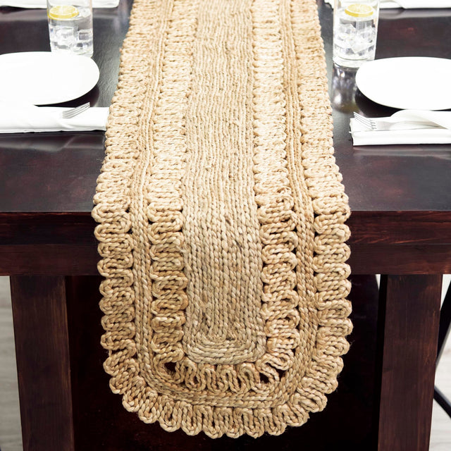 Natural 1' 2 x 8' Braided Jute Table Runner