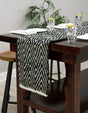 Black and White 1' 2 x 8' Chindi Chevron Table Runner
