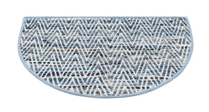Denim 2' 2 x 3' 7 Chindi Chevron Hearth Half-Round Semicircle Area Rug 100% Denim Cotton All Natural Modern Geometric Carpet Dining Living Rooms Bathroom Dorm Decor for Sale at Rug Engine