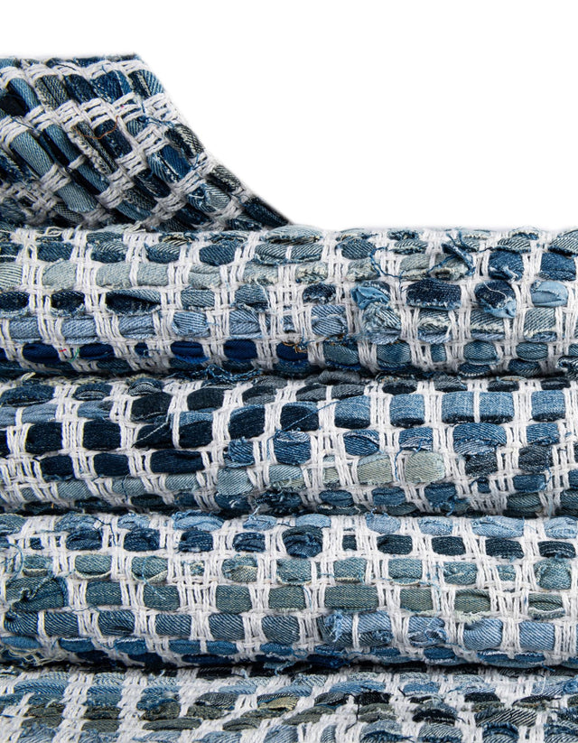 Denim 2' 2 x 3' 7 Chindi Chevron Hearth Half-Round Semicircle Area Rug 100% Denim Cotton All Natural Modern Geometric Carpet Dining Living Rooms Bathroom Dorm Decor for Sale at Rug Engine