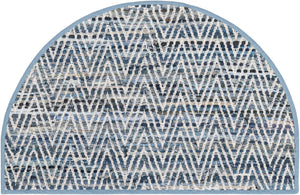 Denim 2' 2 x 3' 7 Chindi Chevron Hearth Half-Round Semicircle Area Rug 100% Denim Cotton All Natural Modern Geometric Carpet Dining Living Rooms Bathroom Dorm Decor for Sale at Rug Engine