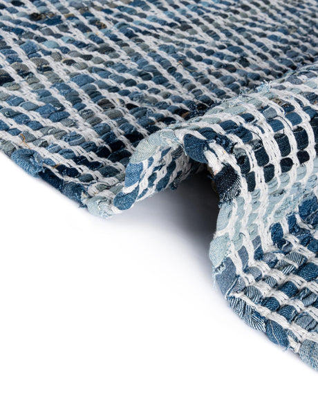 Denim 1' 2 x 5' 1 Chindi Chevron Table Runner Area Rug Decorative Dining Room Kitchen All Natural Material Table Cover 100% Denim Cotton All Natural Modern Geometric Carpet Dining Living Rooms Bathroom Dorm Decor for Sale at Rug Engine