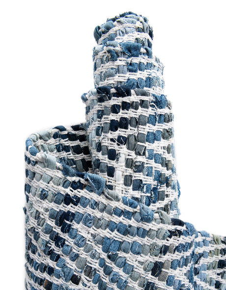 Denim 1' 2 x 4' 1 Chindi Chevron Table Runner Area Rug Decorative Dining Room Kitchen All Natural Material Table Cover 100% Denim Cotton All Natural Modern Geometric Carpet Dining Living Rooms Bathroom Dorm Decor for Sale at Rug Engine