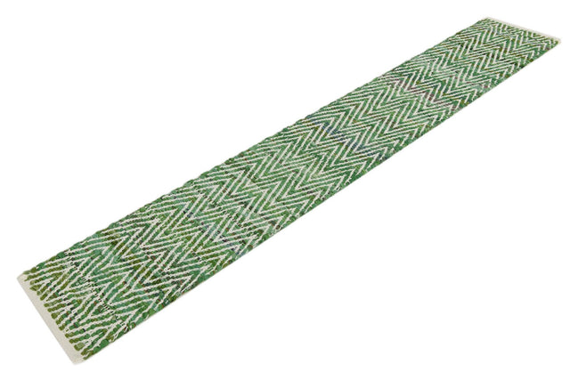 Green 1' 2 x 8' Chindi Chevron Table Runner