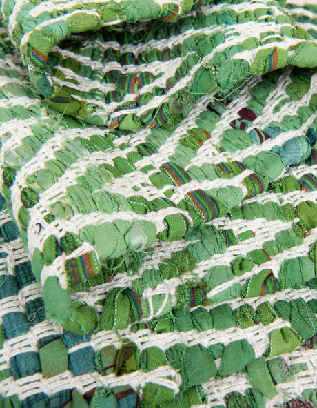 Green 1' 2 x 8' Chindi Chevron Table Runner