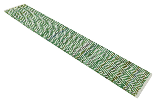 Green 1' 2 x 8' Chindi Chevron Table Runner