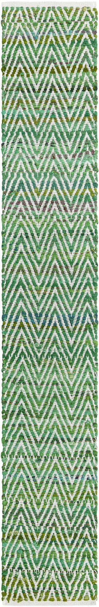 Green 1' 2 x 8' Chindi Chevron Table Runner