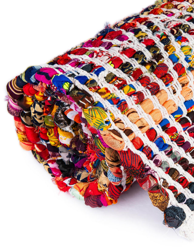Multicolor 1' 2 x 5' 1 Chindi Chevron Table Runner