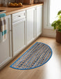 Navy Blue 2' 2 x 4' Chindi Jute Semicircle Hearth Rug
