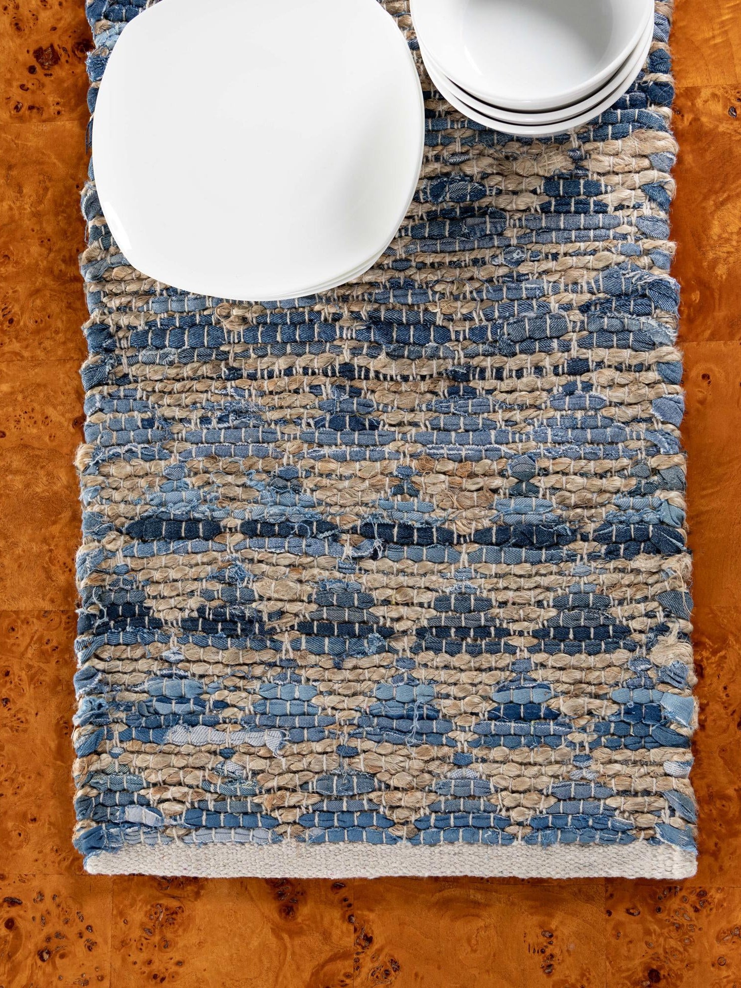 Navy Blue 1' 2 x 5' 1 Chindi Jute Table Runner Area Rug Decorative Dining Room Kitchen All Natural Material Table Cover Interior Design Home Decor Carpet Mat for Sale at Rug Engine