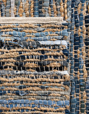 Navy Blue 1' 2 x 10' Chindi Jute Table Runner