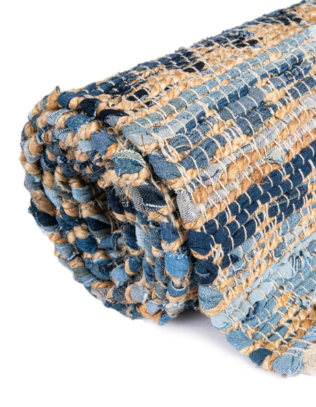 Navy Blue 1' 2 x 10' Chindi Jute Table Runner