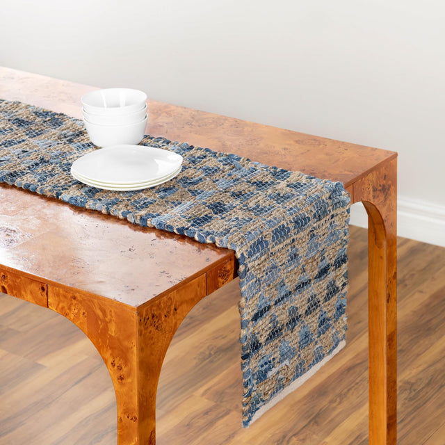 Navy Blue 1' 2 x 8' Chindi Jute Table Runner