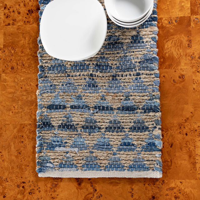 Navy Blue 1' 2 x 8' Chindi Jute Table Runner
