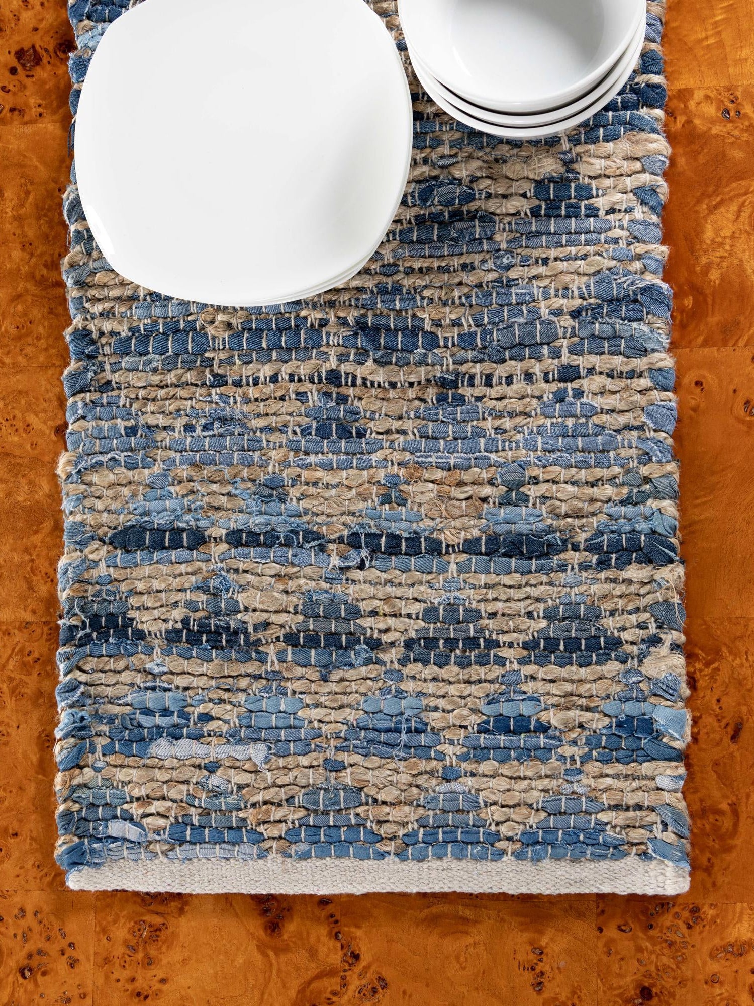 Navy Blue 1' 2 x 10' Chindi Jute Table Runner Area Rug Decorative Dining Room Kitchen All Natural Material Table Cover Interior Design Home Decor Carpet Mat for Sale at Rug Engine