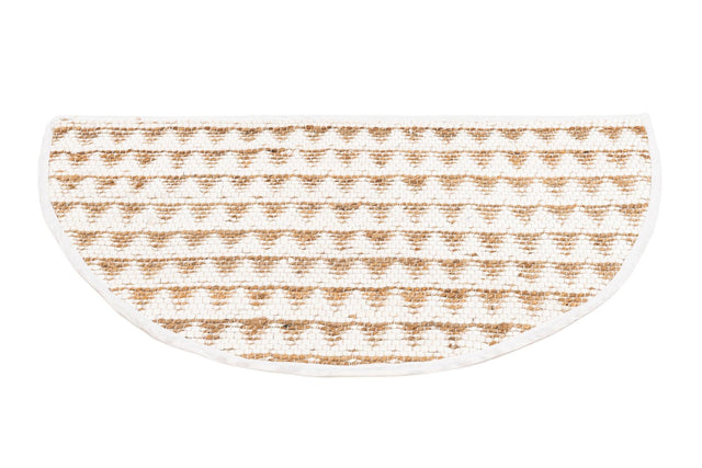 White 2' 2 x 4' Chindi Jute Semicircle Hearth Rug