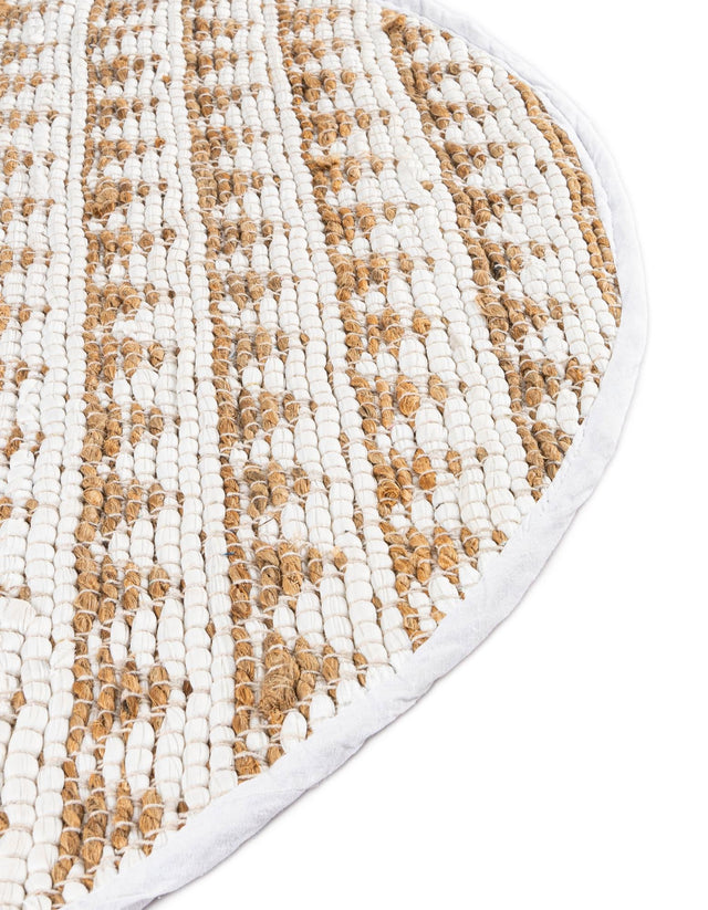 White 2' 2 x 4' Chindi Jute Semicircle Hearth Rug