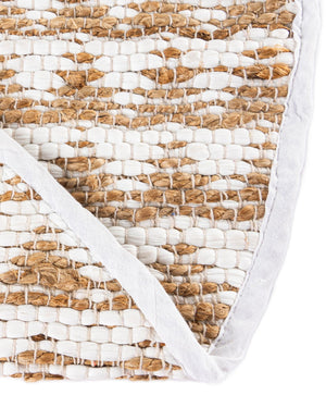 White 2' 2 x 4' Chindi Jute Semicircle Hearth Rug