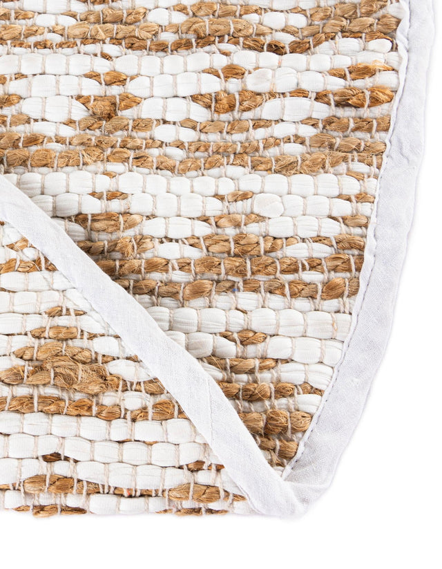 White 2' 2 x 4' Chindi Jute Semicircle Hearth Rug