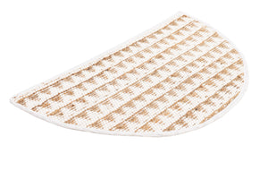White 2' 2 x 4' Chindi Jute Semicircle Hearth Rug