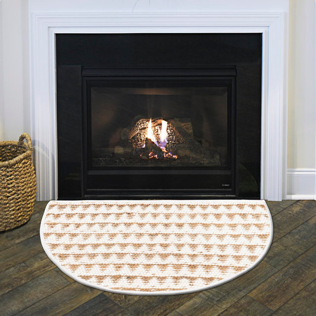White 2' 2 x 4' Chindi Jute Semicircle Hearth Rug