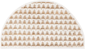 White 2' 2 x 4' Chindi Jute Semicircle Hearth Rug