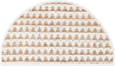 White 2' 2 x 4' Chindi Jute Semicircle Hearth Rug